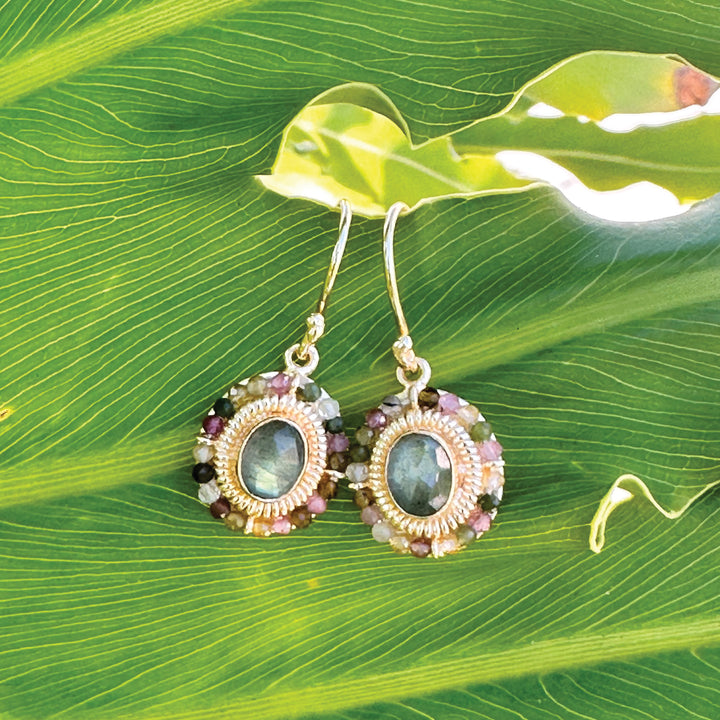 Genuine Labradorite Earrings Birthday Gift for Women