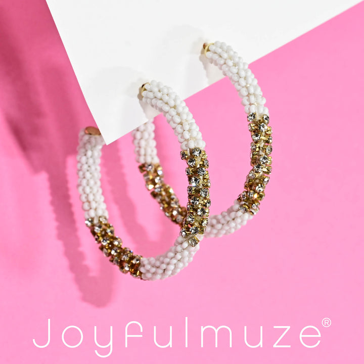 White and Gold Hoops