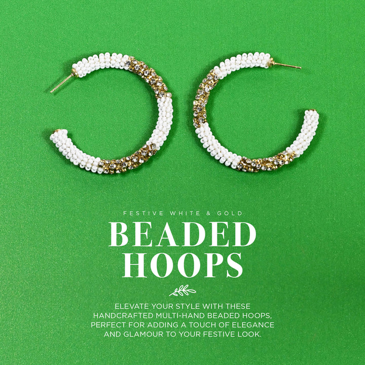 White and Gold Hoops