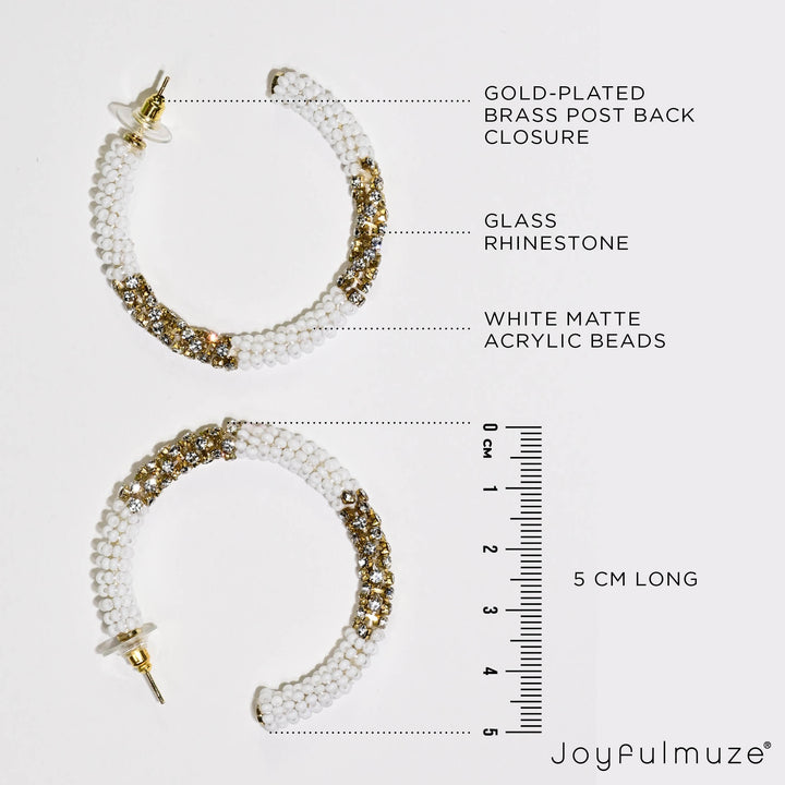 White and Gold Hoops