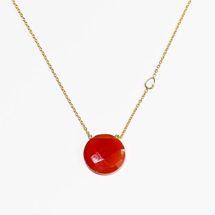Carnelian CZ Gold Necklace