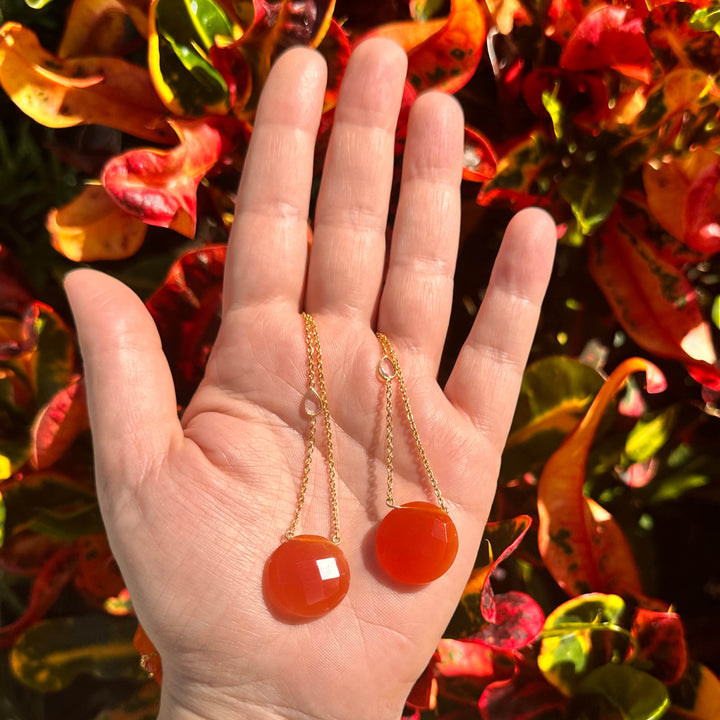 Carnelian CZ Gold Necklace
