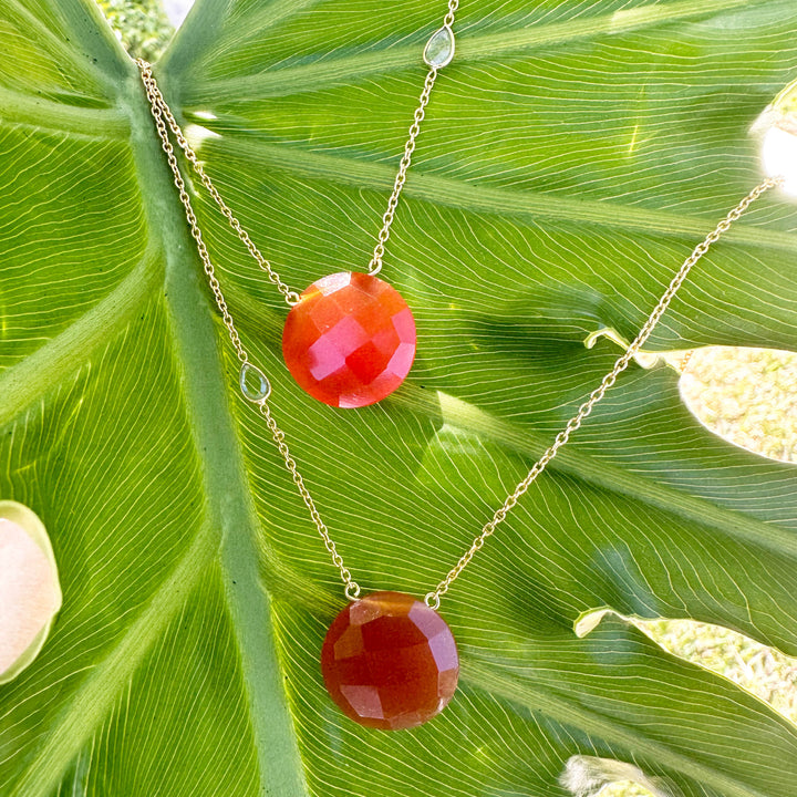 Carnelian CZ Gold Necklace