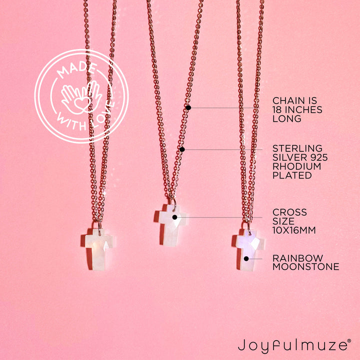 Rainbow Moonstone Cross