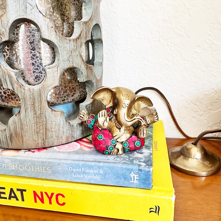 Joyfulmuze Lorn Ganesha, 4" Hindu God Ganesha Powdered Gemstone Statue Ganesh Figurine Sacred Space, Spiritual Altar Space, Decor Altar Gift Yoga