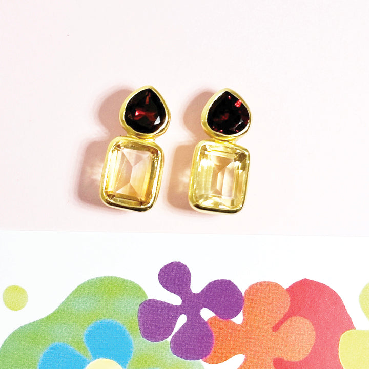 Garnet and Citrine Earrings