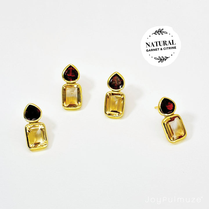 Garnet and Citrine Earrings