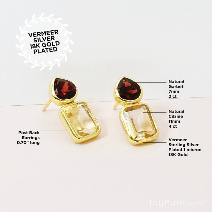 Garnet and Citrine Earrings
