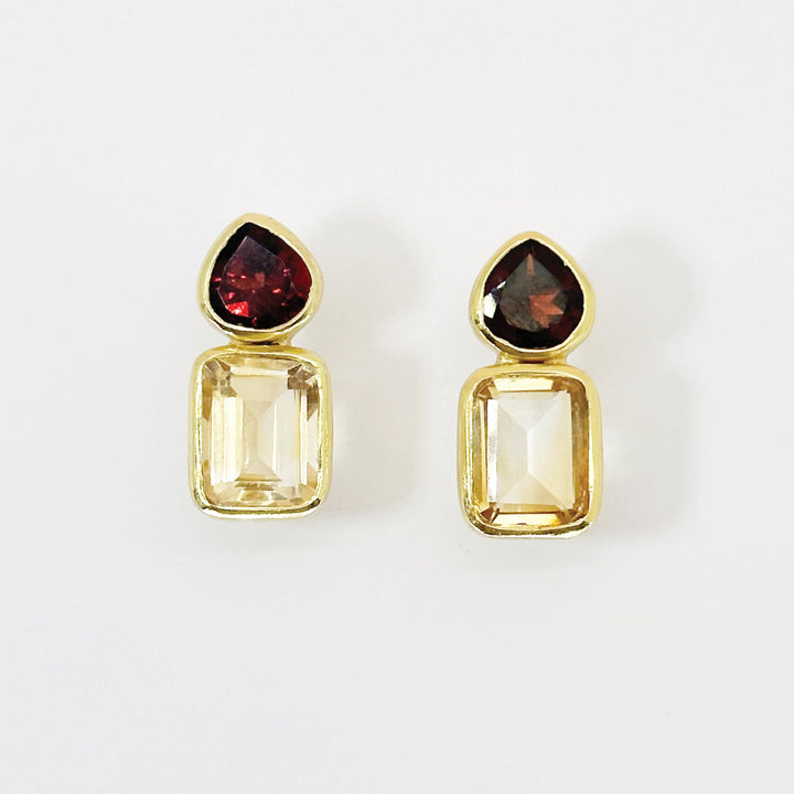 Garnet and Citrine Earrings