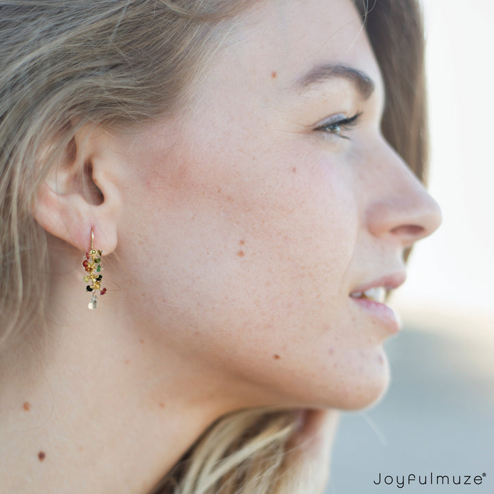 Multi Color Tourmaline and Labradorite Earrings