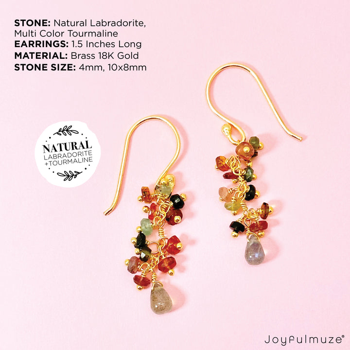 Multi Color Tourmaline and Labradorite Earrings