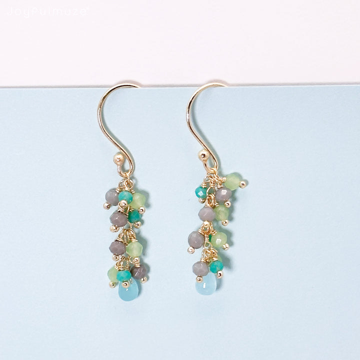 Multi Color Chalcedony Earrings