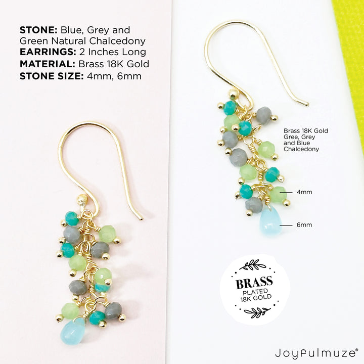 Multi Color Chalcedony Earrings