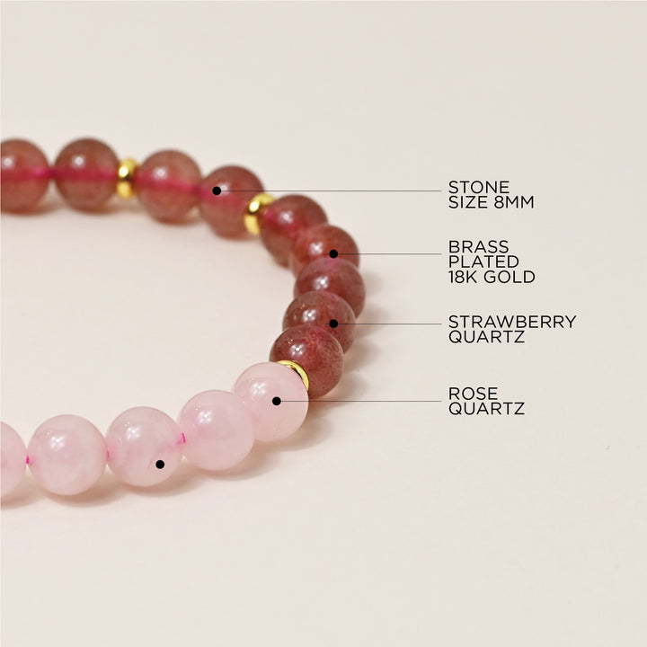 Strawberry and Rose Quartz Bracelet
