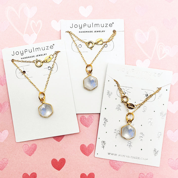 Moonstone Hexagon Necklace