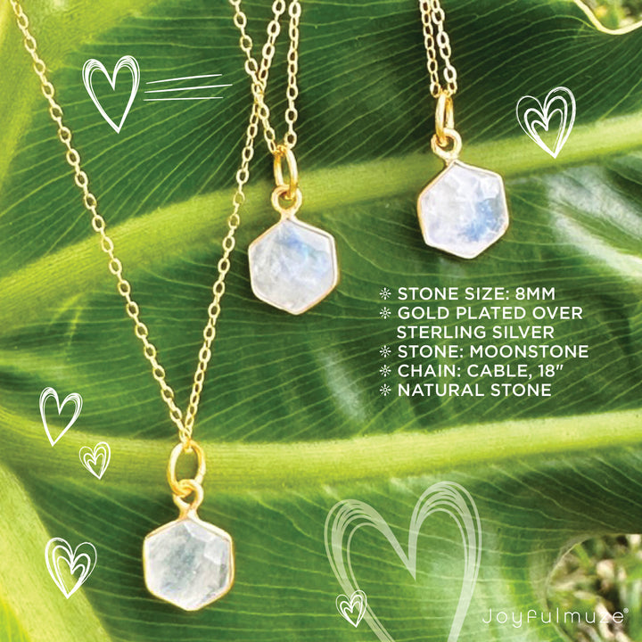 Moonstone Hexagon Necklace