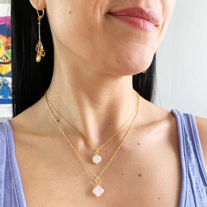 Moonstone Hexagon Necklace