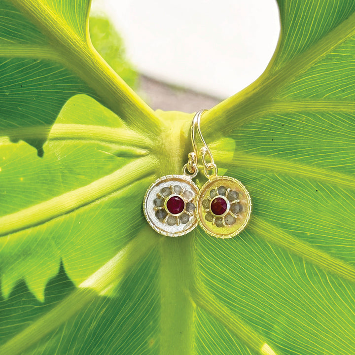 Genuine Ruby Labradorite Gold Earrings - Joyfulmuze