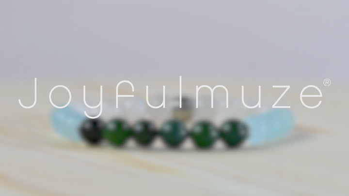 White Marble, Aquamarine and Moss Agate