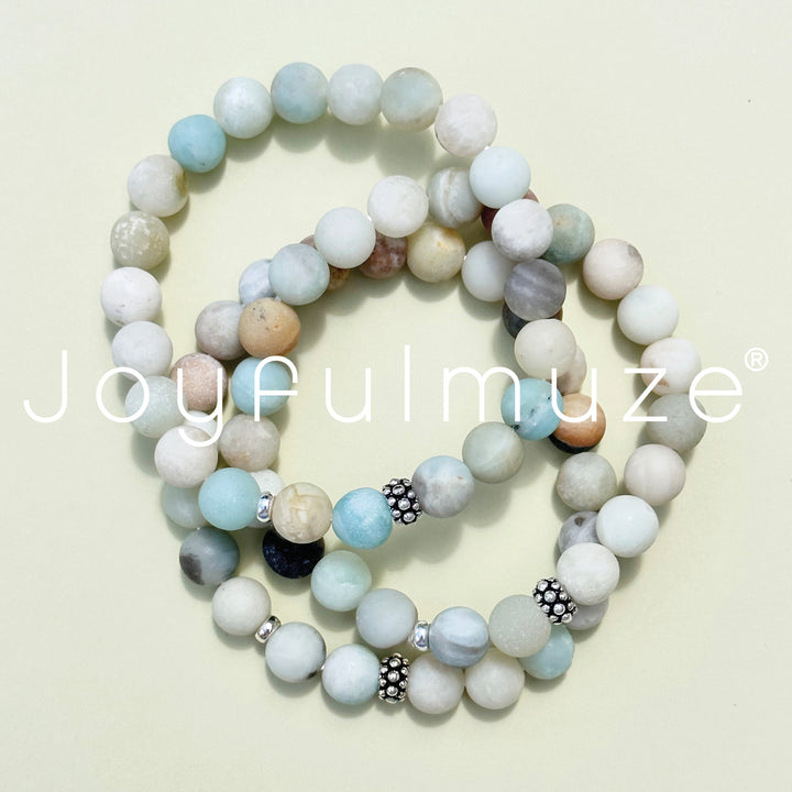 Joyfulmuze Amazonite Bracelet for Women Men's Gifts - Protection Healing Crystal Bracelet - 8mm Gemstone Beaded Stretch Bracelet