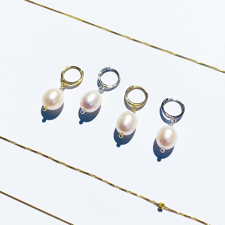 Pearl Hoops Earrings