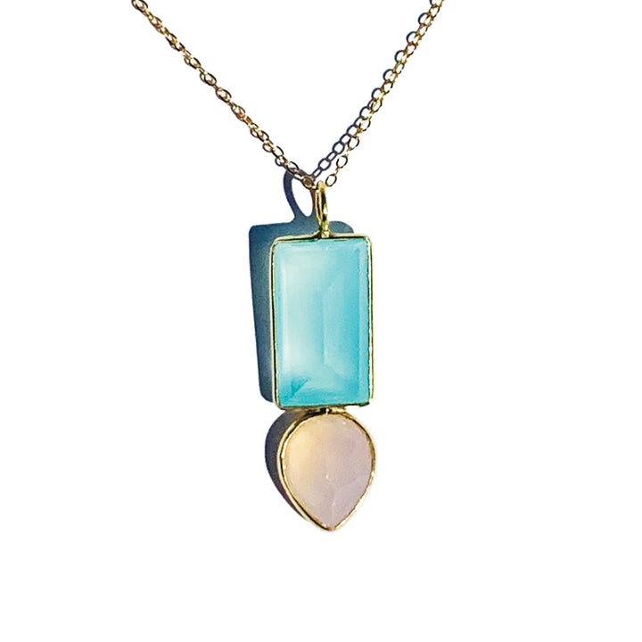 Sky Blue + Pink Chalcedony