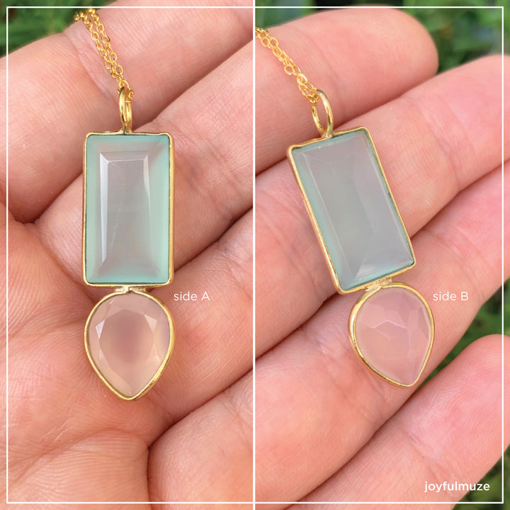 Sky Blue + Pink Chalcedony