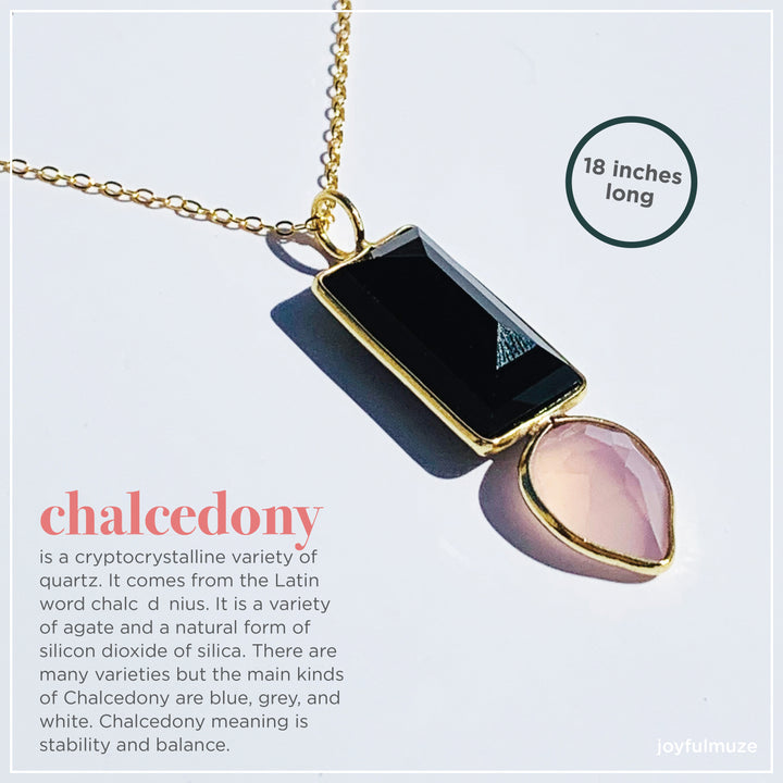 Black Onyx and Pink Chalcedony Necklace