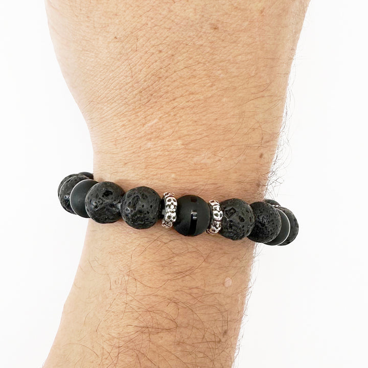 Skulls Black Lava & Onyx Bracelet