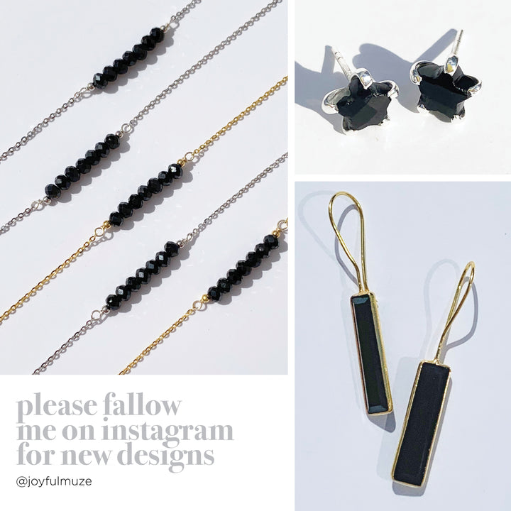 Black Tourmaline Long Gold Earrings