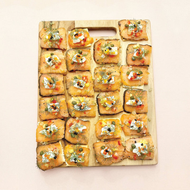 food on wooden cutting board