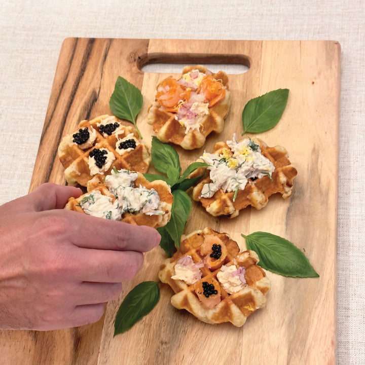 food on wooden cutting board