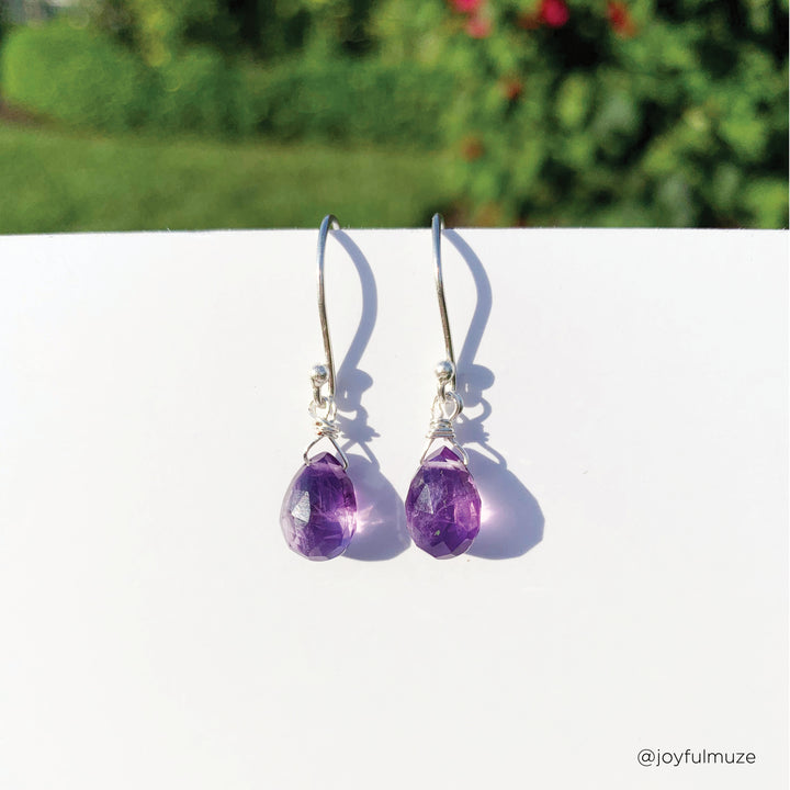 Teardrop Purple Amethyst Earrings