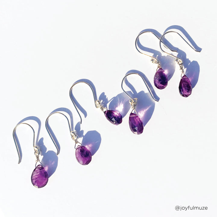Teardrop Purple Amethyst Earrings