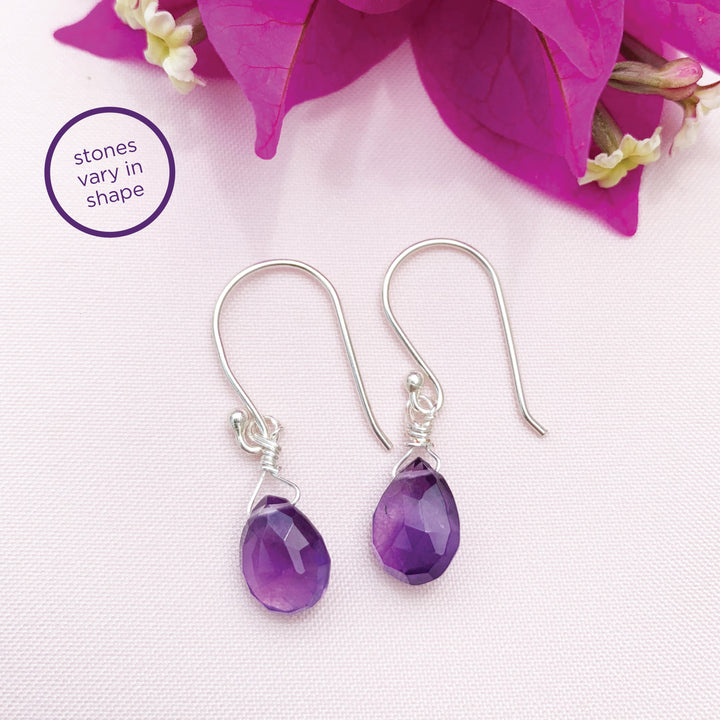 Teardrop Purple Amethyst Earrings