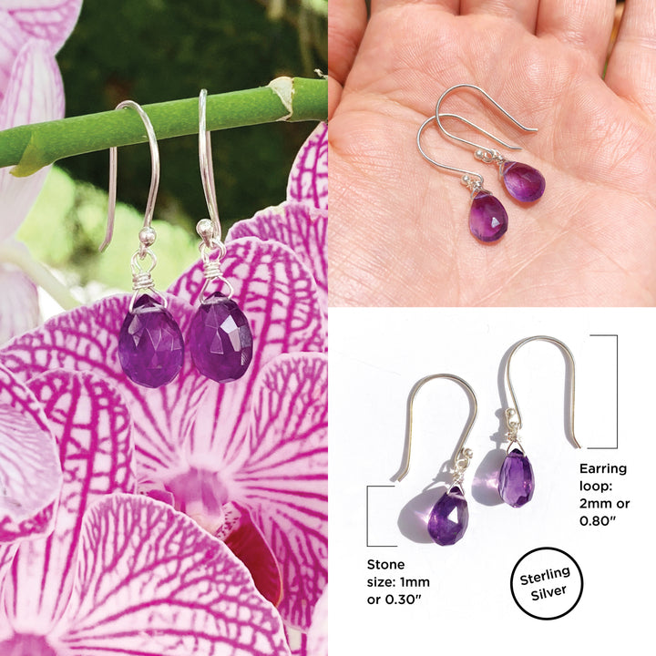 Teardrop Purple Amethyst Earrings