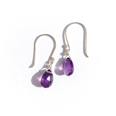 Teardrop Purple Amethyst Earrings