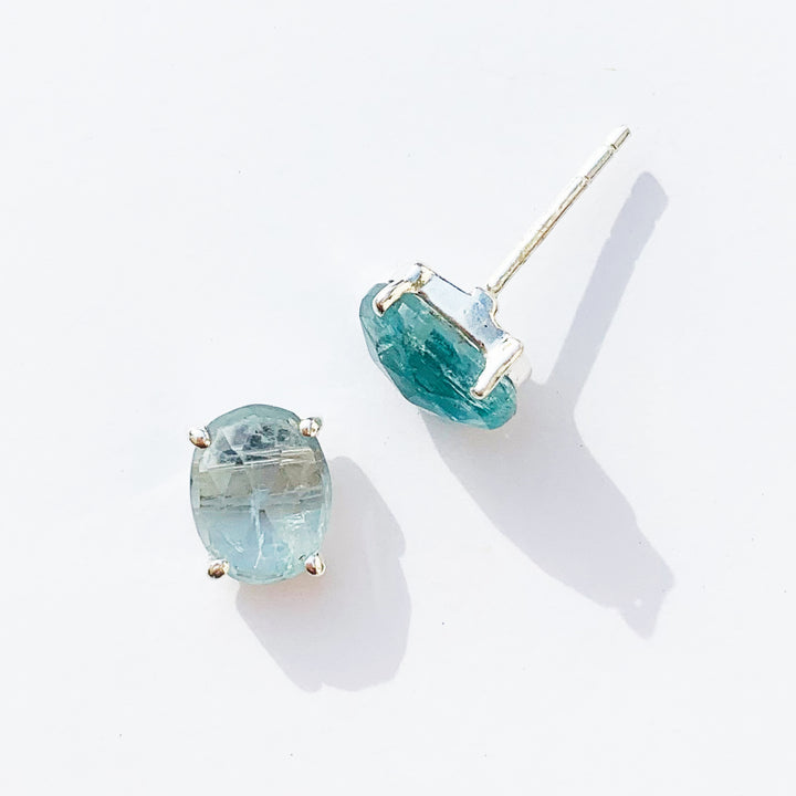 Aquamarine Silver Studs