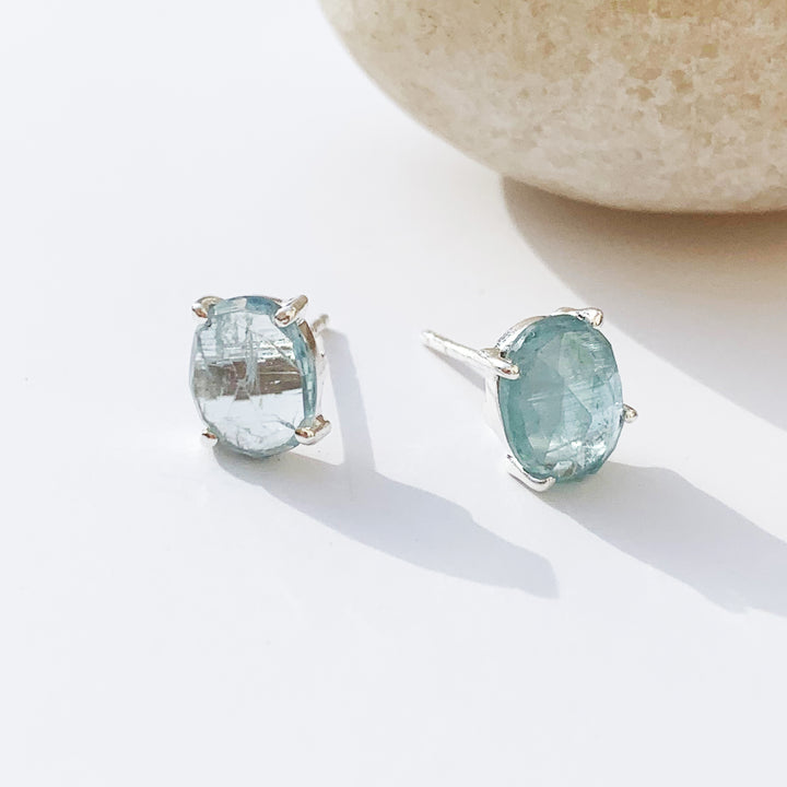 Aquamarine Silver Studs