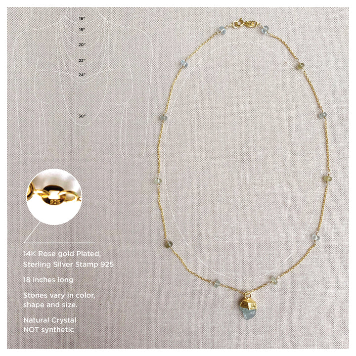 Blue Aquamarine Gemstone Necklace