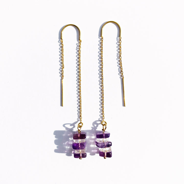 Amethyst Gold Threader Earrings