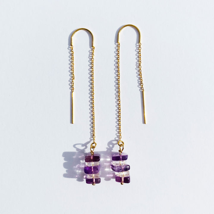 Amethyst Gold Threader Earrings