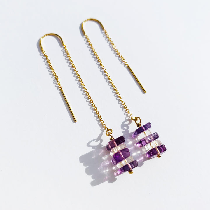 Amethyst Gold Threader Earrings