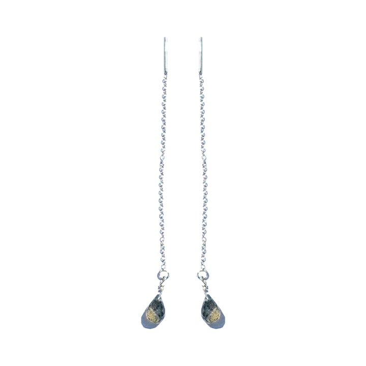 Labradorite Adjustable Long Chain Silver Threader Earrings