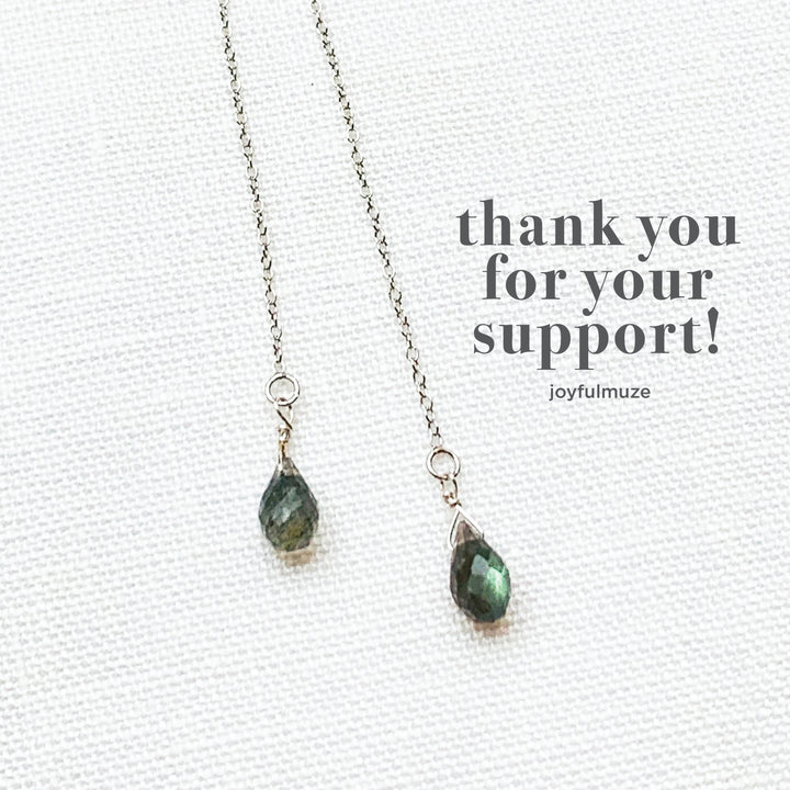 Labradorite Adjustable Long Chain Silver Threader Earrings