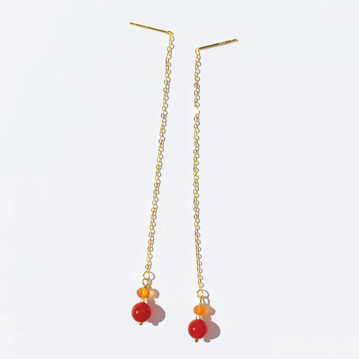 Two Tone Carnelian Gold Threader