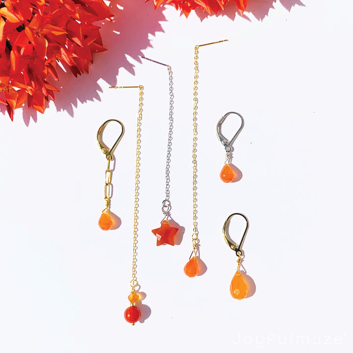 Sunny Carnelian Gold Threaders