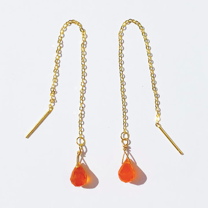 Sunny Carnelian Gold Threaders