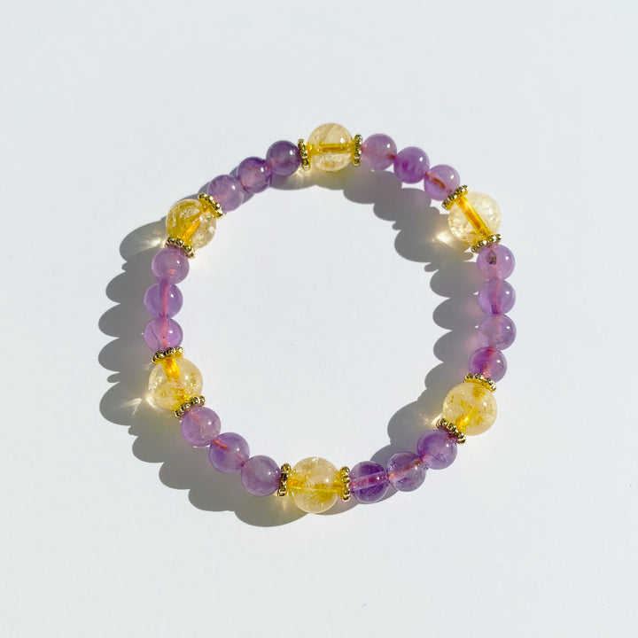 Joyfulmuze Natural Amethyst Citrine Stretch Bracelet