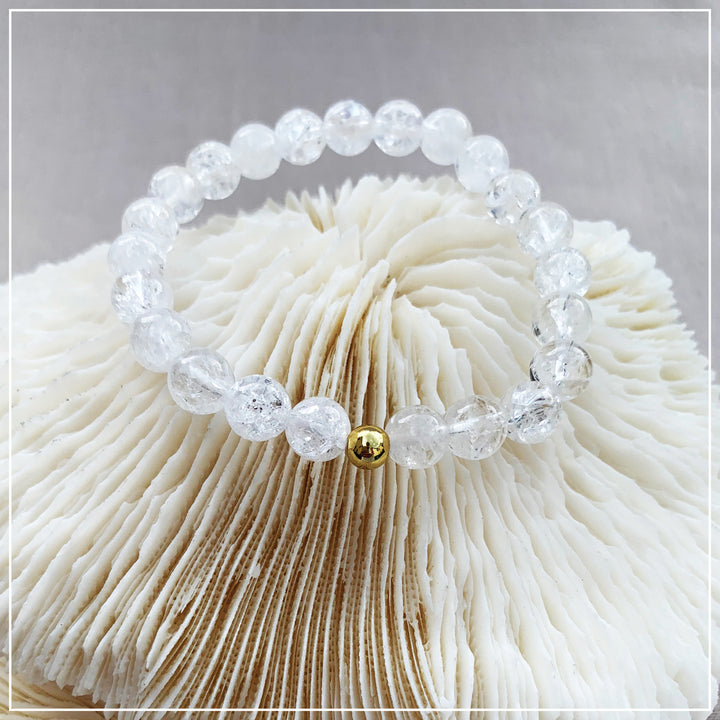 cracked clear quartz crystal bracelet